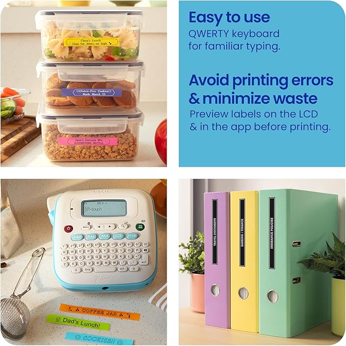 Brother P-Touch PT-N25BT Personal Connected Label Maker, Bluetooth, Design&Print2 app, Portable, Handheld and Prints with P-Touch Btag½â€ (12mm) Wide Color Label Tapes
