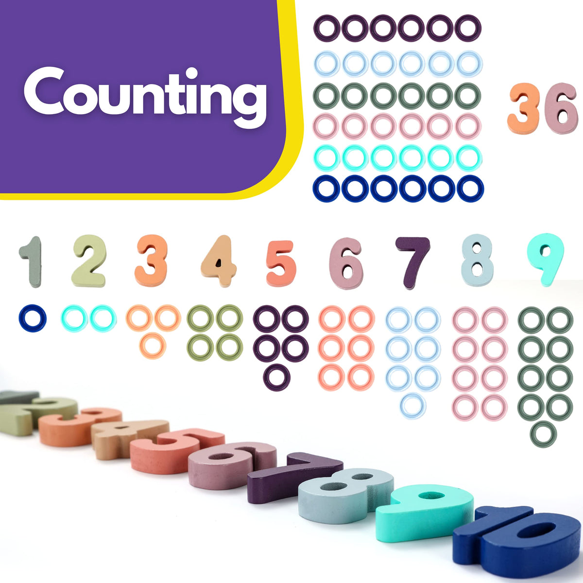 Toddler Montessori Toys Teaches Number, Counting, Math, Stacking Fun Preschool Learning Activates for Boy and Girl | 1 Year Old Boy Gifts and Beyond! (Macaron)