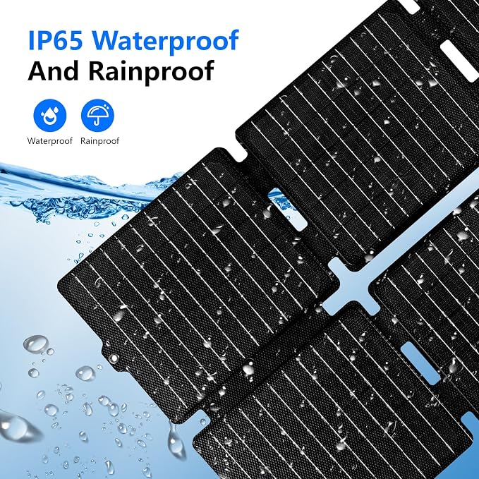 QLAYA 30W Portable Solar Charger,Foldable Solar Panel with High Efficiency,Ultra-Lightweight Outdoor Solar Panel for Camping,Hiking,RV,Compatible with Most Power Stations (DC/USB-C/USB-A Outputs)