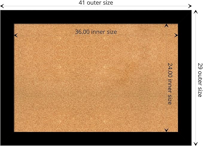 Amanti Art Natural Cork Board for Wall, 29x41 Vision Board with Black Wood Frame, Large Corkboard Office Decor for Home Organization, Casual Corkboard Pinboard to display items for home organization