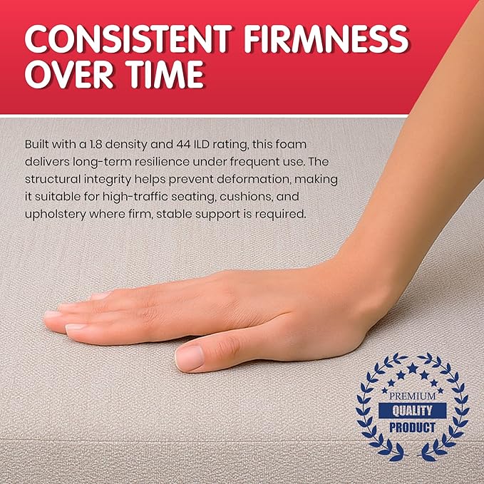FOAMYFOAM High Density 6 inch Thick, 18 inch Wide, 18 inch Long Upholstery Foam, Cushion Replacement