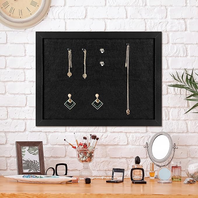 TORASO Cork Board Bulletin Board, Cork Boards for Walls with Pins, Eye Bolts, gaskets, Screws, Pin Board for Office, School and Home (All Black, 11“x14.5” - 2p)