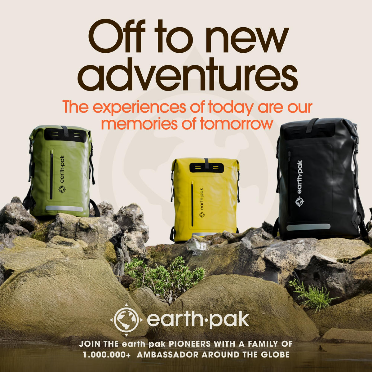 Earth Pak Waterproof Backpack - Heavy Duty Hiking Backpack - Roll-Top Closure Bag - Cushioned Dry Bag Waterproof Phone Case