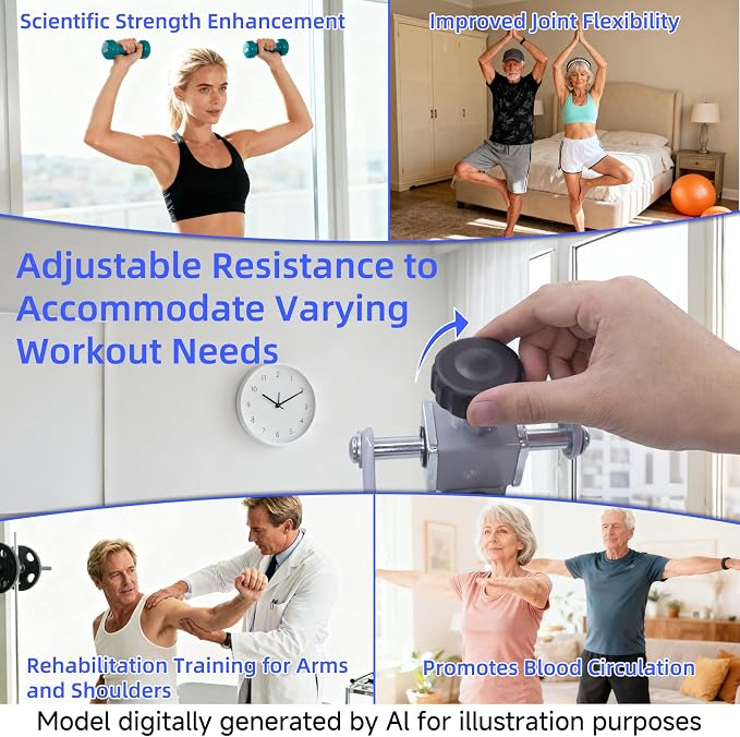 Arm Bike for Physical Therapy Table Top, Hand Bike Stroke Rehab Equipment, Portable Indoor Arm Cycle for Seniors, for Arm Shoulder Wrist(with A Finger Rehab Gloves, Extra Handle)