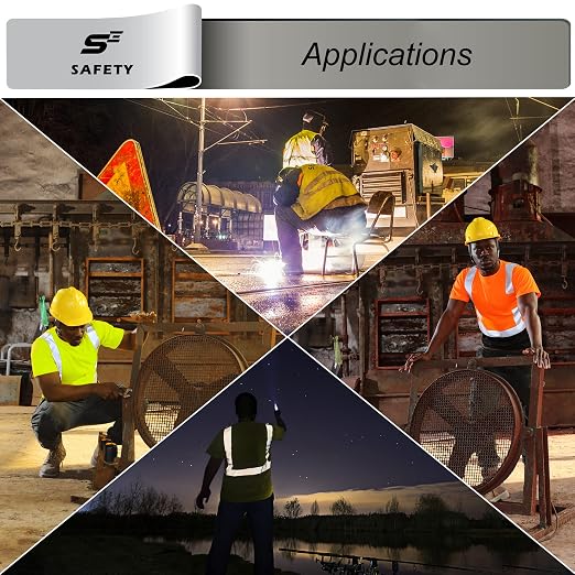 sesafety Hi Visibility Shirts for Men, Safety Shirts with Reflective Strips Class 2, Hi Vis Construction Work Shirt with Pocket Yellow 4XL