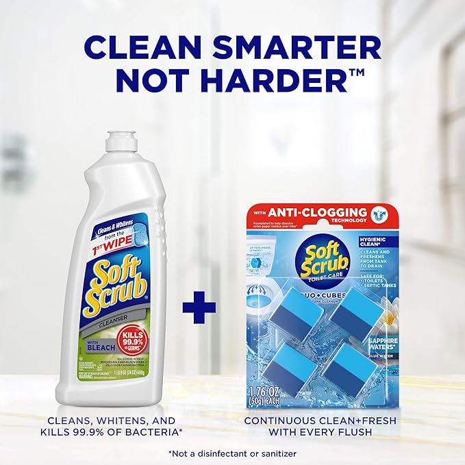 Soft Scrub In-Tank Toilet Cleaner Duo-Cubes, Sapphire Waters, 4 Count