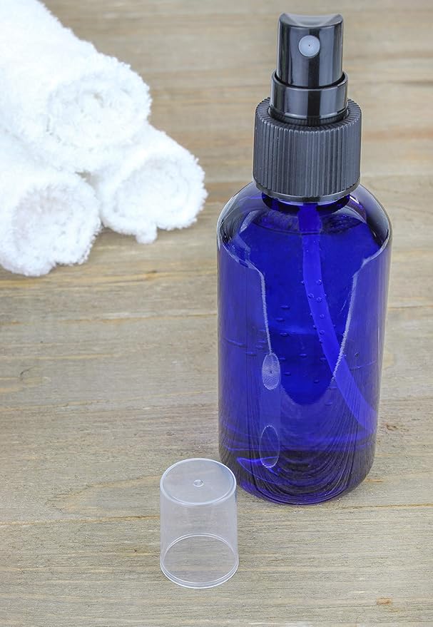Cornucopia 4oz Blue PLASTIC Fine Mist Spray Bottles (12-Pack); BPA-Free Plastic Spritzer Bottles, Labels Included; PET #1 Plastic Bottles