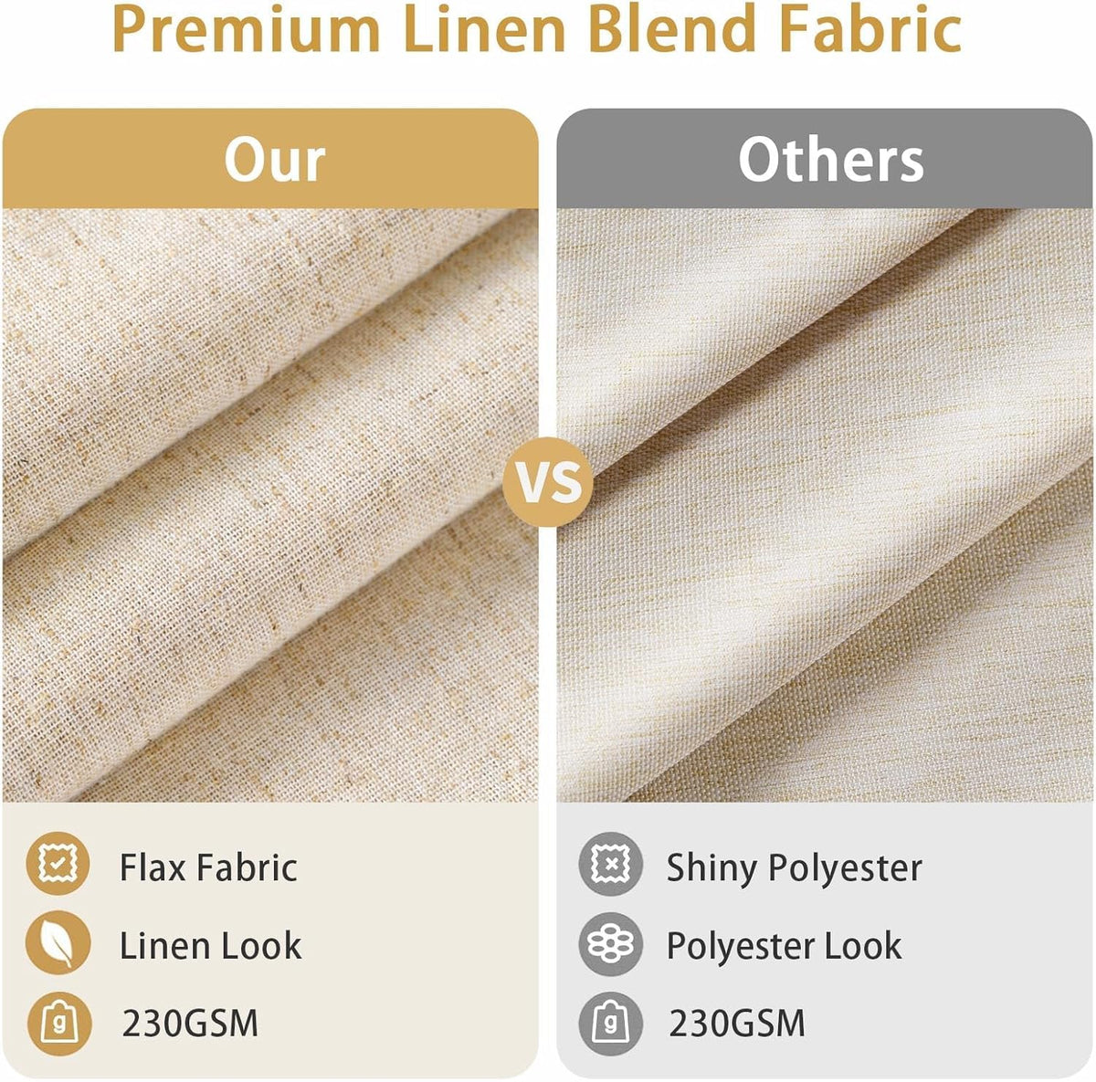 Awellife Extra Long Shower Curtain 84 Inch Length Beige Linen Blend Fabric Shower Curtain for Bathroom, Extra Long 72" W x 84" L