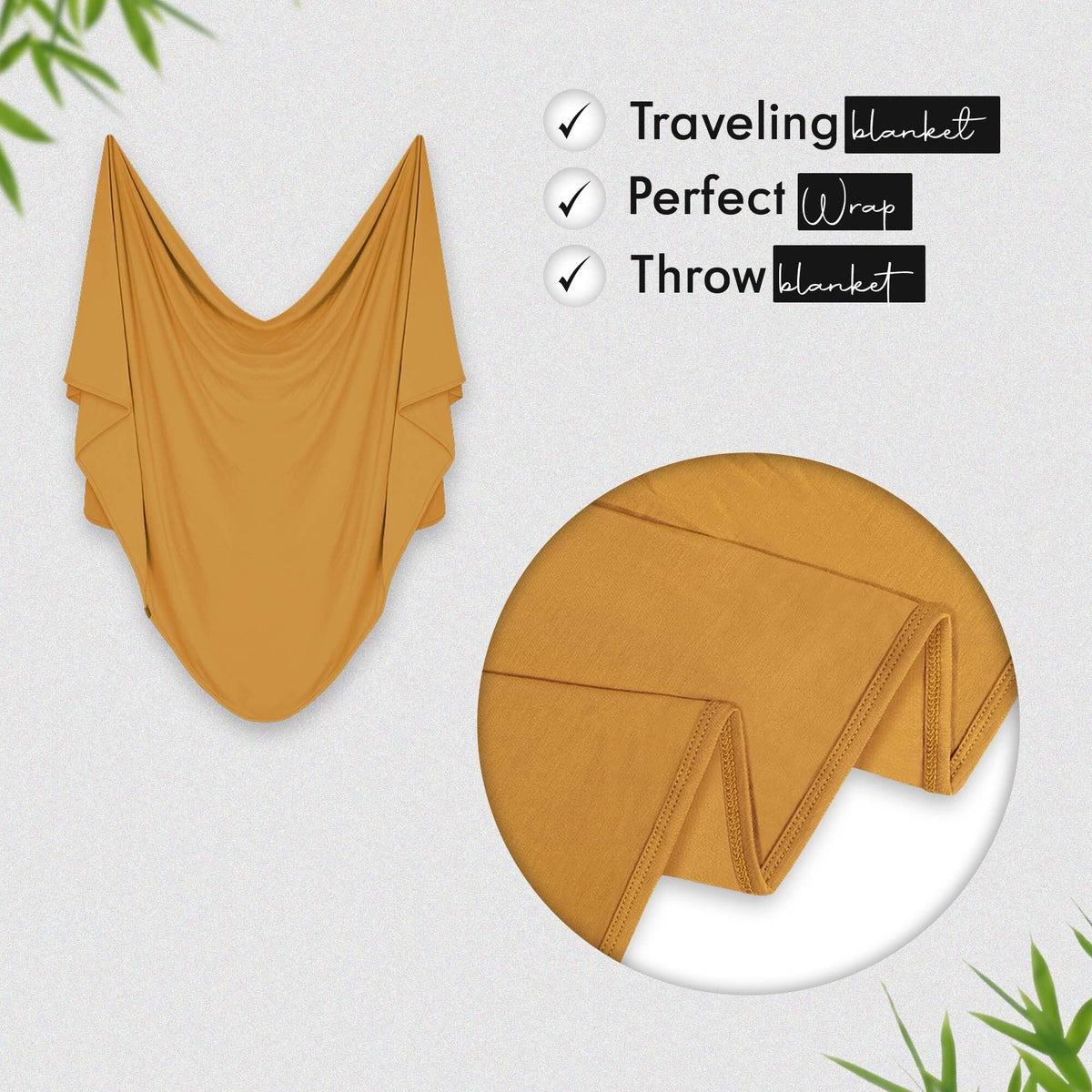 K E L O R Luxury Cooling Travel Blanket - Stretchy, Lightweight Soft & Breathable Shawl Wraps for Women | Easy-Care, Perfect for Travel, Airplane Blanket or Women Shawl(Golden, Single-Sided)