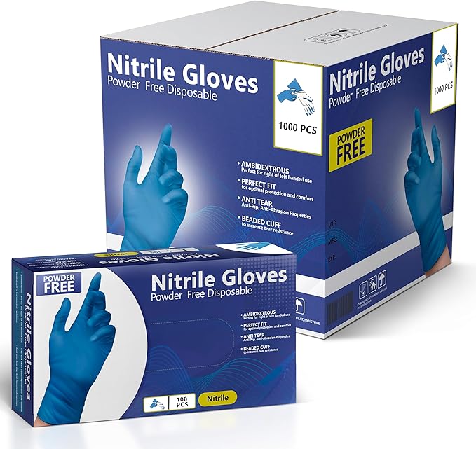 Nitrile Gloves, Disposable Gloves, Comfortable, Powder Free, Latex Free | 100-1000 Gloves