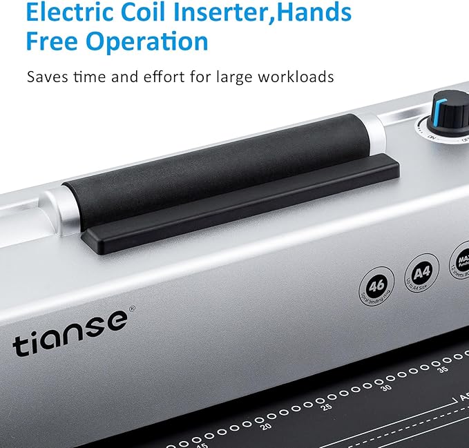 TIANSE Binding Machine, Spiral Coil Binder Machine, Manual Book Maker Punch Binder with Electric Coil Inserter,Suit for Letter Size / A4 / A5 with 100pcs 5/16'' Plastic Coil Binding Spines & Plier