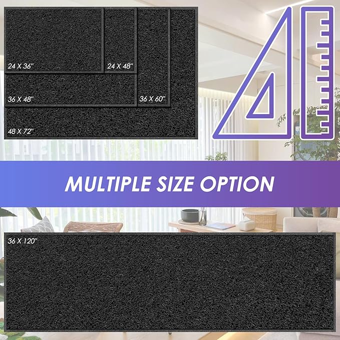 Kuyal Door Mat, 3'x5' Indoor Outdoor Entrance Mat to Trap Dirt and Moisture, Non Slip Waterproof Outdoor Mats, Commercial Floor Inside Outside Entrance, Heavy Duty Durable Welcome Mats, Black