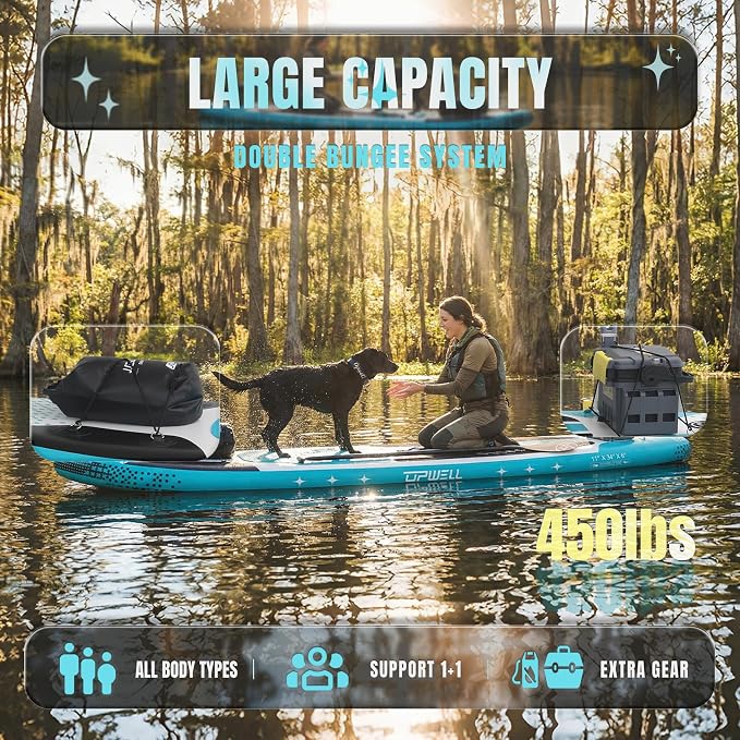 UPWELL 11’6”/11'2”/11'/10'8”/10'6”/10'2” Inflatable Stand Up Paddle Board with sup Accessories Including Backpack, Repairing Kits, Non-Slip Deck, Leash, 3 Fins, Paddle and Hand Pump