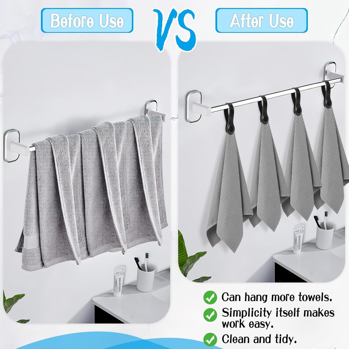 4 PCS Genuine Leather Towel Clips for Kitchen, Magnetic Hand Clips, Towel Holder with Magnet for Rods and Racks, Bathroom Accessory (Black)