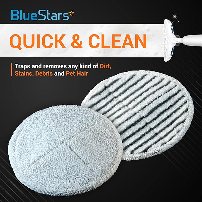 BlueStars 12 Pack Spinwave Mop Pads Replacement Compatible with Bissell Spinwave 2124 2039A 2039 2307 23157 20391 20399 Hard Floor Cleaners - 6 Heavy Scrub, 2 Scrubby, 2 Soft - Washable and Reusable