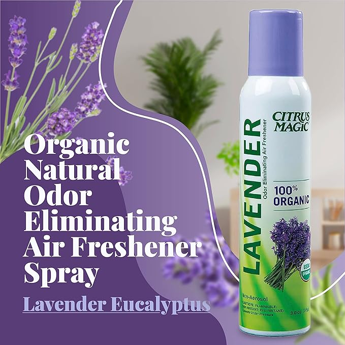 Citrus Magic Organic Natural Odor Eliminating Air Freshener Spray, Lavender Eucalyptus, 3-Ounce, Pack of 3