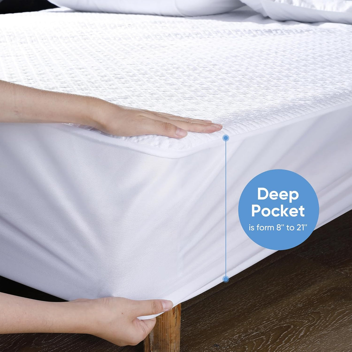 Cooling Waterproof Mattress Protector California King Size, Mattress Cover 3D Air Fabric Mattress Pad Cover Smooth Soft Breathable Noiseless, 8''-21'' Deep Pocket