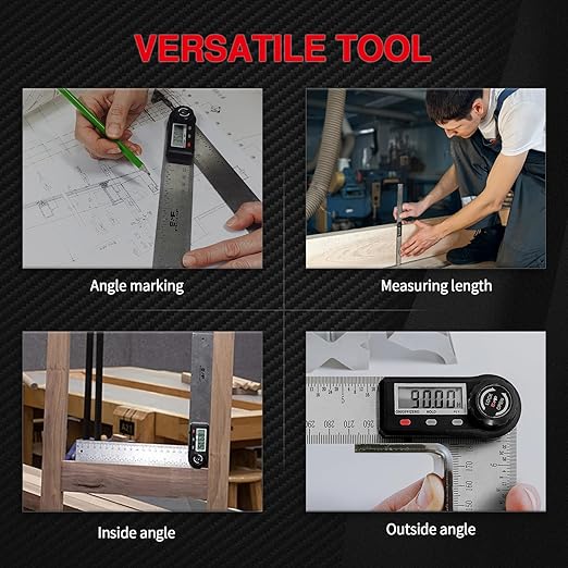 Angle Finder Tool Digital 7 Inch / 200 mm Stainless Steel DPRAF-7-B, Digital Protractor Display Angle Ruler for Measuring, Woodworking, Construction, Wall angle Measurement by S&F STEAD & FAST