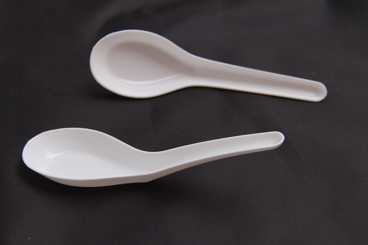 100 Pack Disposable Asian Soup Spoons,Chinese Soup Spoons Plastic Disposable White