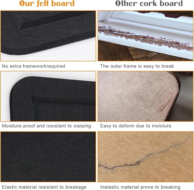 Extra Large Bulletin Board, 96 X 48 inches Cork Board with 30 Pushpin, 8' x 4' Felt Cork Board Notice Pin Board, Self-Adhesive Vision Board Mood Board Foldable Photo Board for Wall - Black