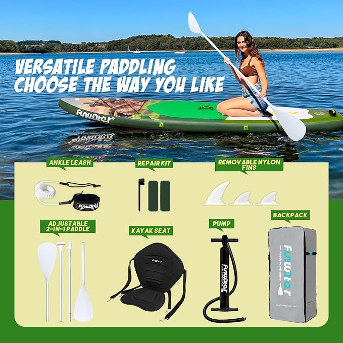 FunWater Stand Up Paddle Board Ultra-Light Inflatable Paddleboard with SUP Accessories for Adults & Youth of All Skill Levels