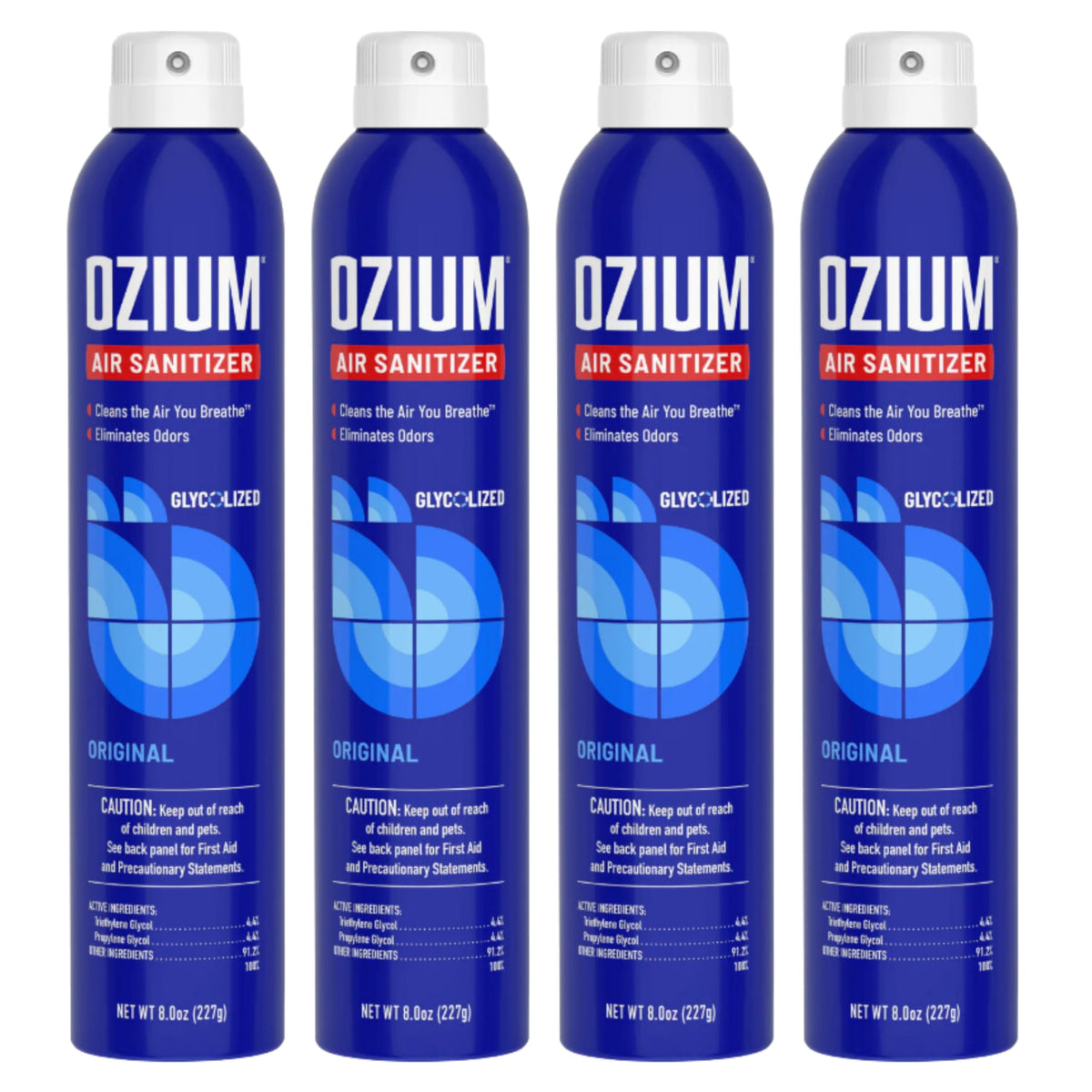 Ozium® 8 Oz. Air Sanitizer & Odor Eliminator for Homes, Cars, Offices and More, Original Scent - 4 Pack | Reduces Airborne Bacteria Eliminates Smoke & Malodors