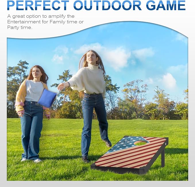 2’x3’ Cornhole Boards Set, Cornhole Outdoor Game Set - Corn Hole Toss Boards Set with 8 Cornhole Bags and 2 Cornhole Boards, Cornhole Sets for Adults Lawn Outside Backyard Games