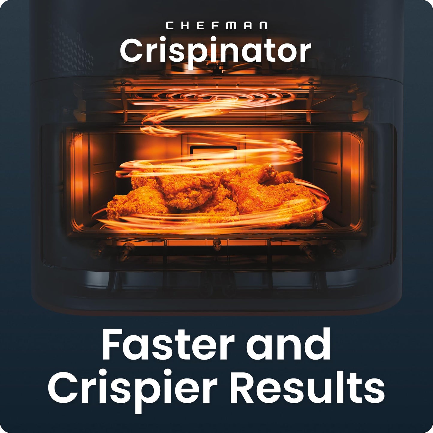 Chefman Crispinator Air Fryer 6-in-1 with 8 Qt capacity, 450°F Max Temp with TurboFry Pro Technology for Fast and Even Results, Viewing Window, Nonstick Ceramic Basket