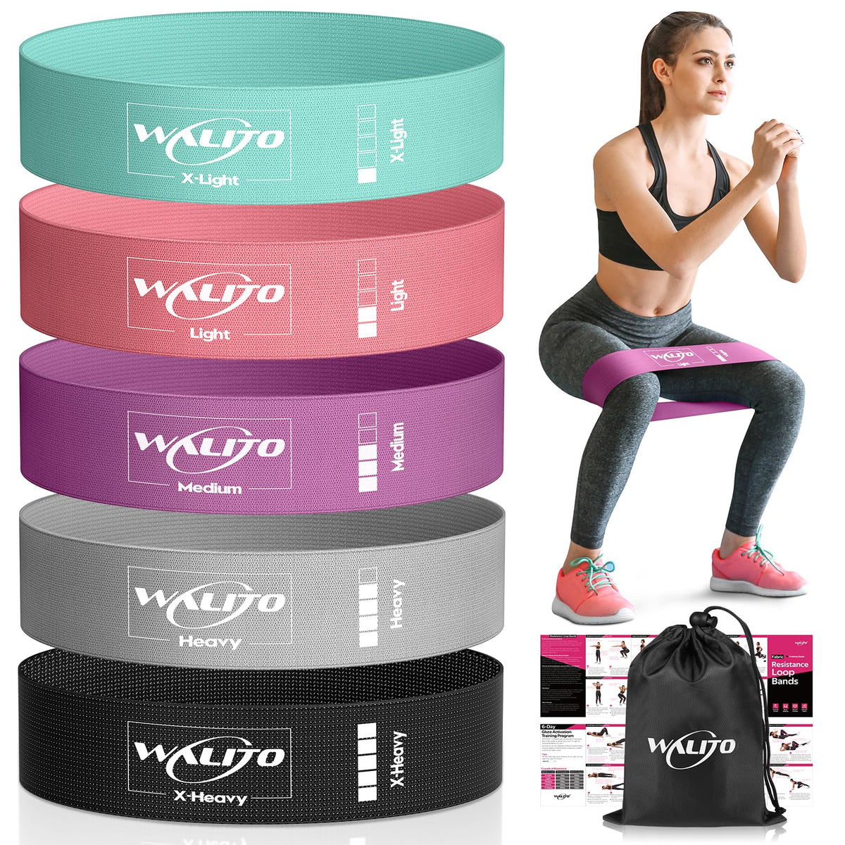 Fabric Resistance Bands for Working Out - Exercise Bands for Women Men,Non-Slip Booty Bands for Legs,Thigh Glute Bands for Workout,Fitness Bands for Yoga, Pilates, Physical Therapy and Home