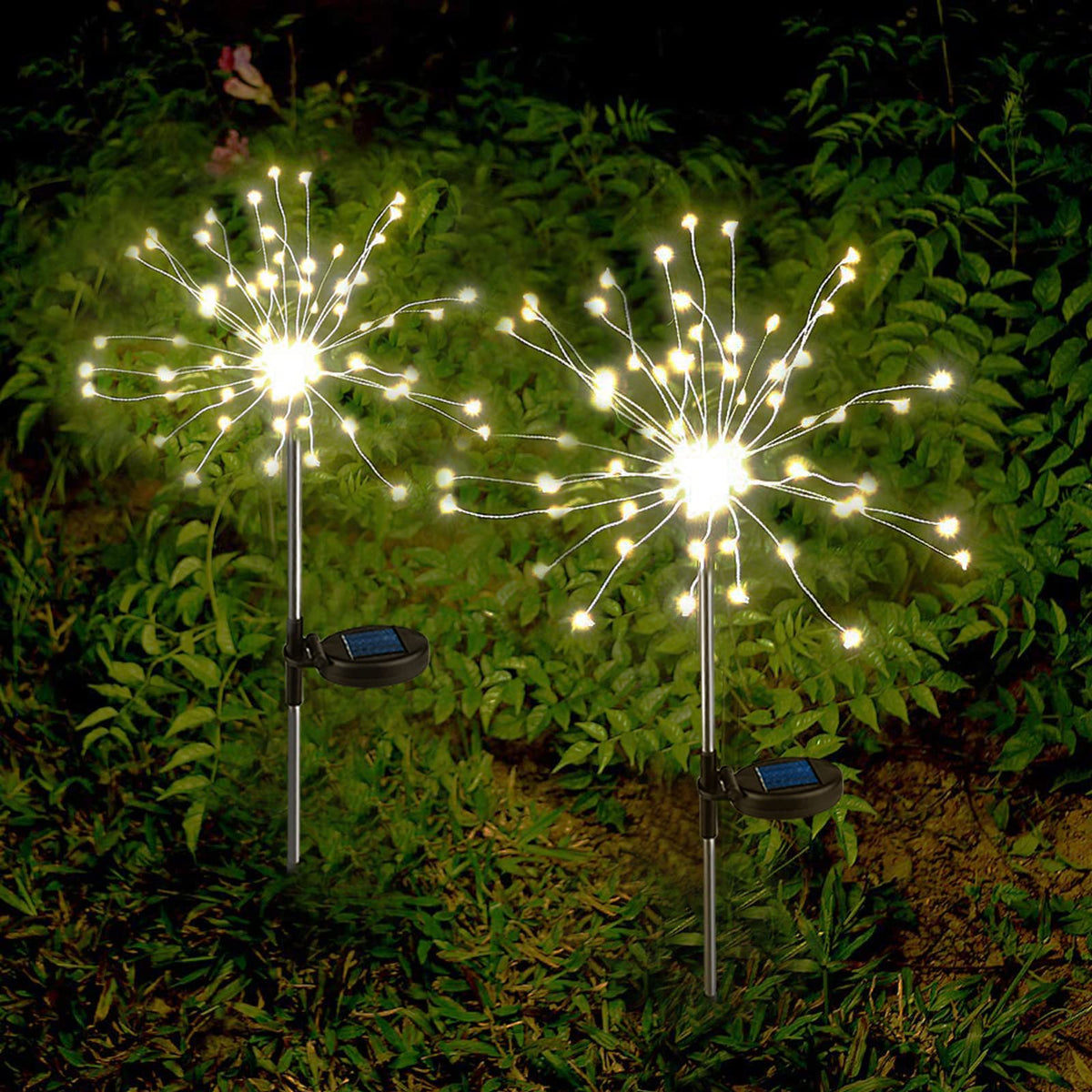 Anordsem Solar Garden Lights Outdoor: Bendable Copper Wire with 120 LED Firework Beads - Waterproof DIY Warm Decorating for Yard Patio Path - Gardening Gifts for Homeowner Gardener