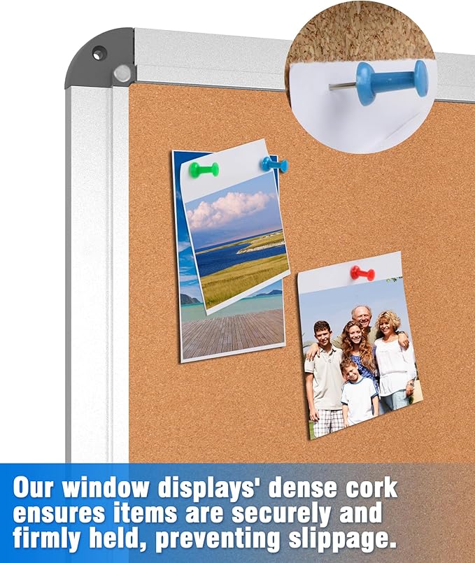 2 Pack 38"x38" Enclosed Bulletin Board, Lockable Weather-Resistant Aluminum Cork Noticeboard for School & Office, Silver Frame w/Cork