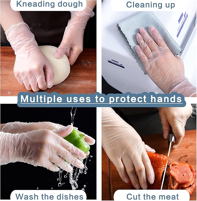 PEIPU Vinyl Disposable Gloves,Powder Free,Cleaning Service Gloves, Latex Free