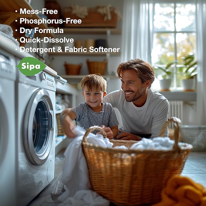 SIPA Laundry Detergent Sheets Bag - 30 Sheets, Up to 60 Loads, Lily of the Valley Scent, Phosphorus-Free, High Efficiency, (30 Count (Pack of 40))
