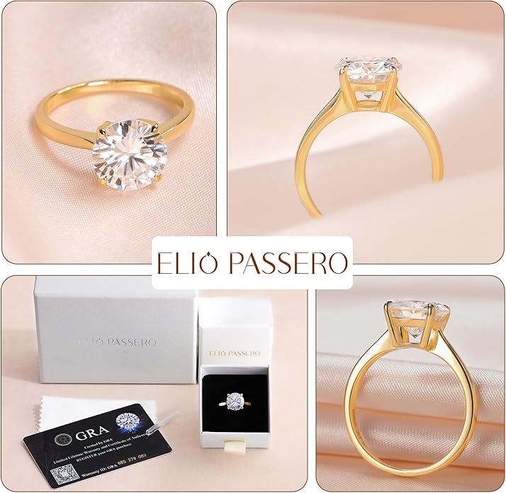 Moissanite Engagement Rings for Women,Promise Rings 925 Sterling Silver with 18K Yellow/White Gold Plated,D Color VVS1 Wedding Band Moissanite Ring 0.5/1/1.5/2/3/4CT