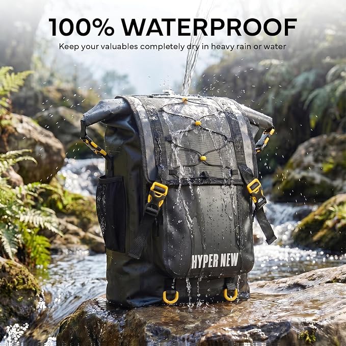 30L Waterproof Dry Bag Backpack | Breathable back. 500D PVC with roll-top waterproof design. Suitable for hiking, fishing, water sports, daily commute & travel