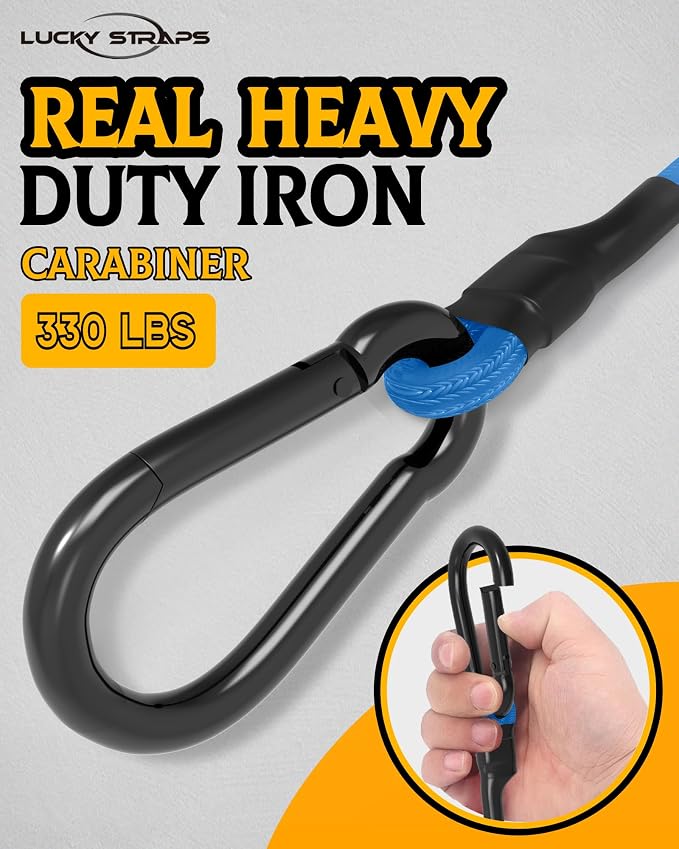 8 Pcs 48 Inch Heavy Duty Carabiner Bungee Cord Outdoor with 190 Lbs Max Break Strength, Bungee Straps with Upgraded Carabiner Hooks for Luggage Rack, Cargo, Hand Carts, Bike, Camping, etc (Blue)