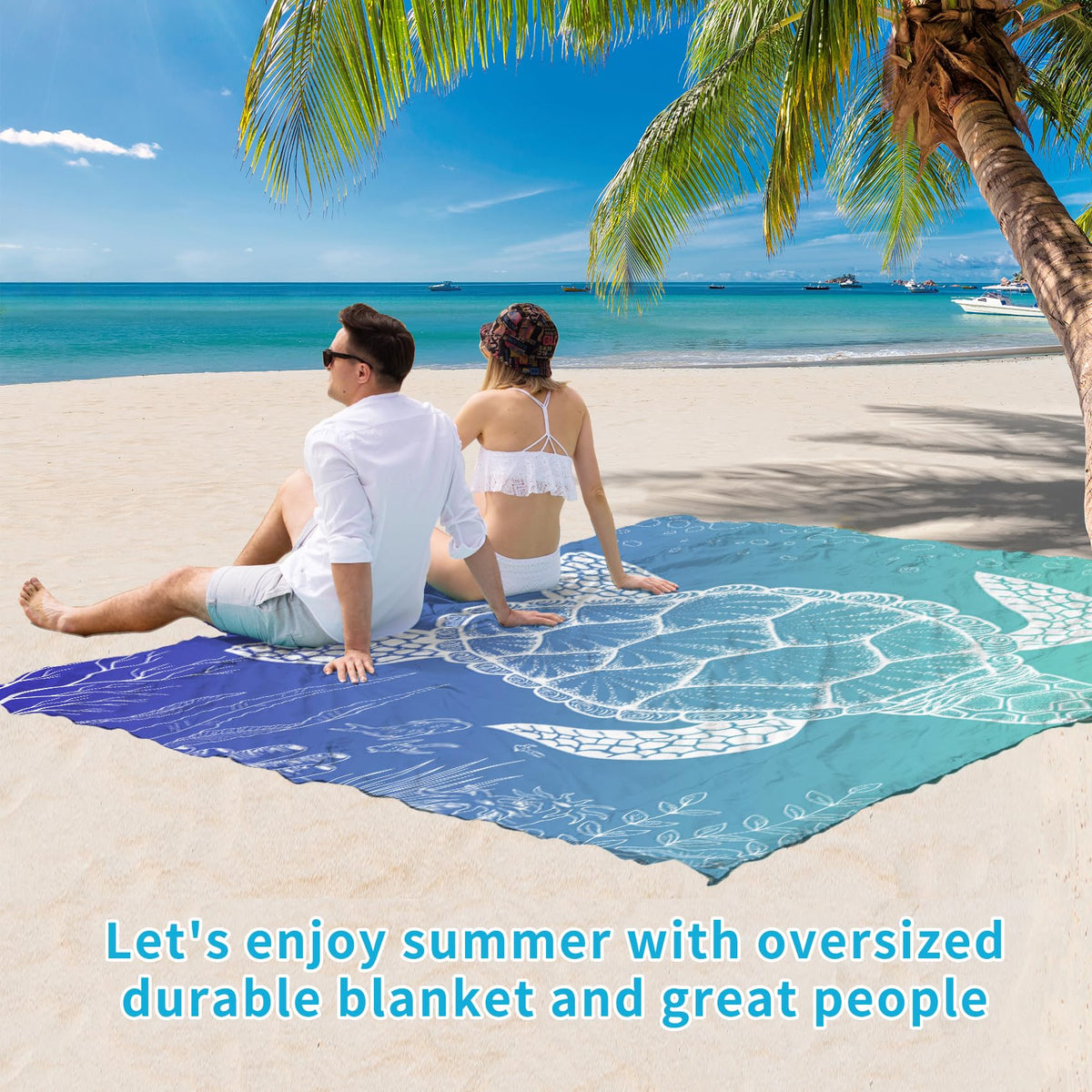 BYDOLL Beach Blanket Waterproof Sandproof 78''×81'' Suits1-4 Adults Compact Lightweight Oversized Sand-Free Blanket Large Picnic Mat for Beach Travel Camping Hiking