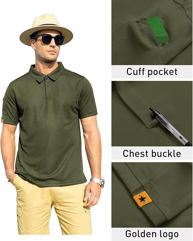ZITY Mens Polo Shirt Short Sleeve Sports Tactical T-Shirt Athletic Golf Polos Daily Casual Stylish Collared Shirts for Men