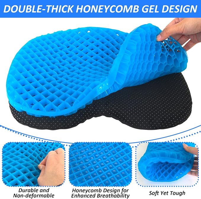 2 Pcs Anti Slip Kayak Seat Cushion Breathable U Shape Seats Pad with Non-Slip Cover Thick Waterproof-Gel for Sit in Inflatable Kayak Canoe and Boat Kayak Accessories for Fishing Kayak