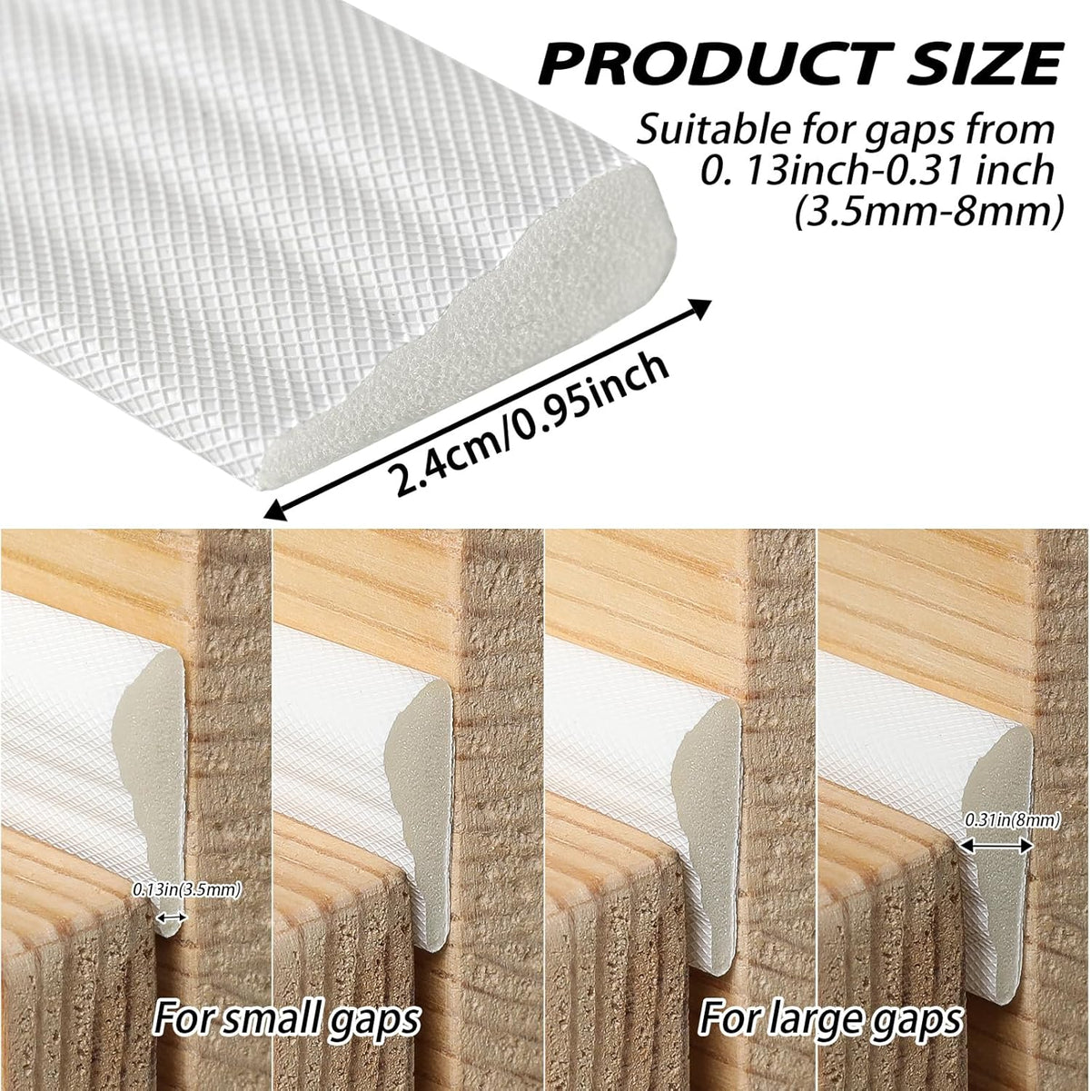 QDiShi 196" Wedge-Shape Weather Stripping Door Seal Weatherproof Foam Seals Self Adhesive Insulation Anti-Collision Strip Soundproofing Frame Insulation Tape Fits 0.13-0.31" Gaps(White)