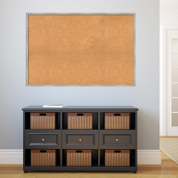 Amanti Art Natural Cork Board for Wall, 33x49 Vision Board with White Frame, Oversize Corkboard Office Decor for Home Organization, Cottage Corkboard Pinboard to Display Items for Home Organization