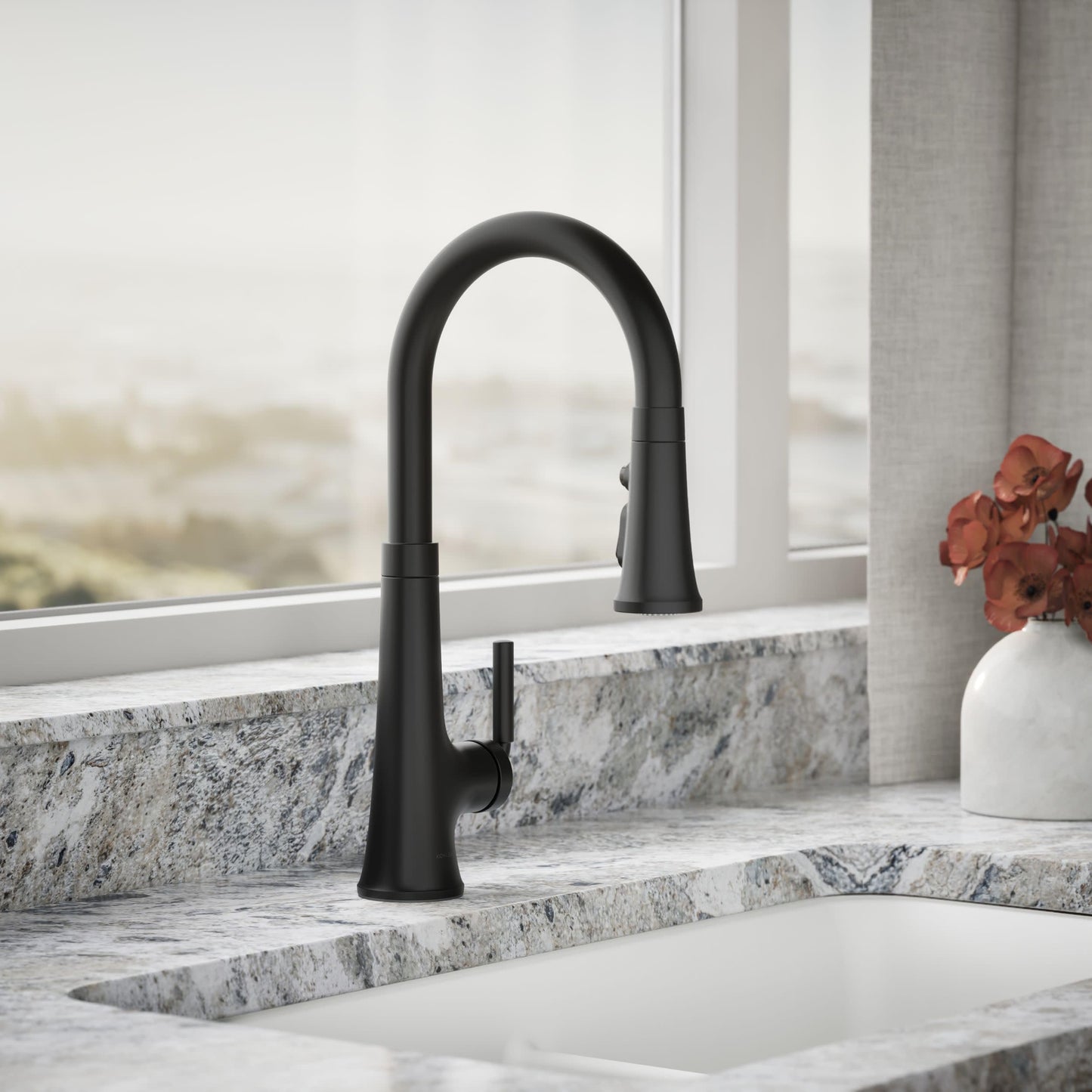 Kohler 23764-BL Tone Pull Down Kitchen Faucet, Kitchen Sink Faucets with Pull Down Sprayer, Matte Black