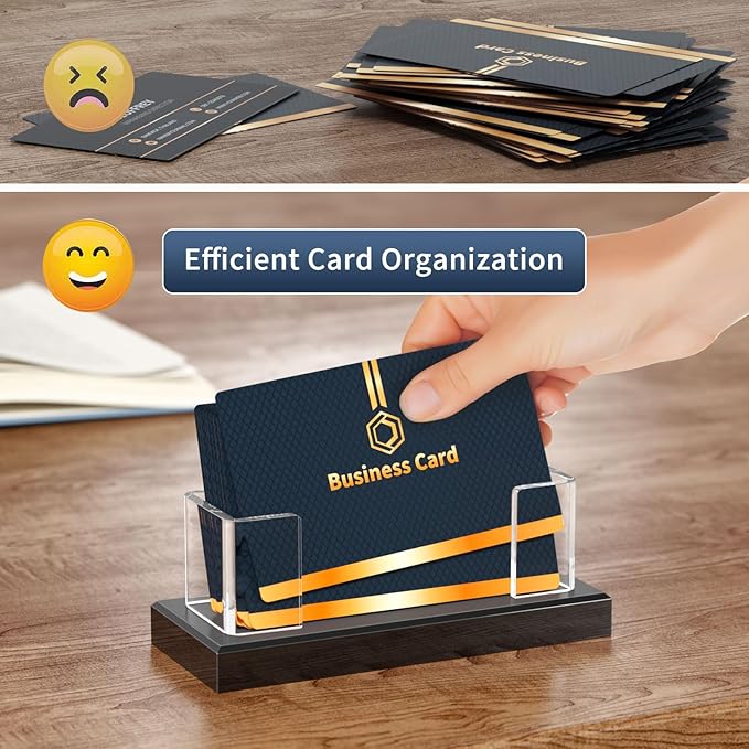 NIUBEE Acrylic Business Card Holder: Clear Plastic Business Cards Display Stand for Desk - Gift Card Organizer for Office 2 Pieces