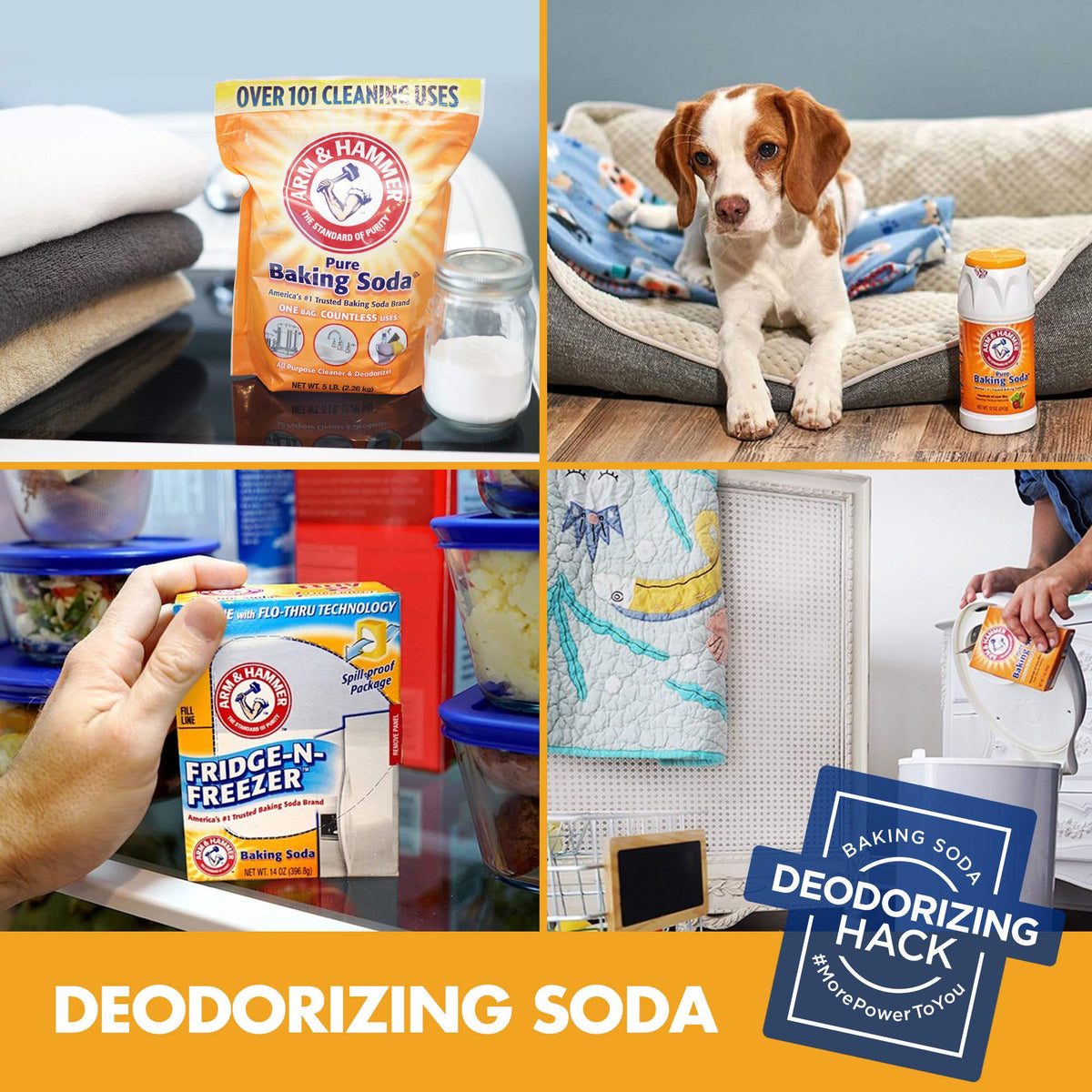 Arm & Hammer Baking Soda Fridge-n-Freezer Odor Absorber, Orange 14 oz, Pack of 12