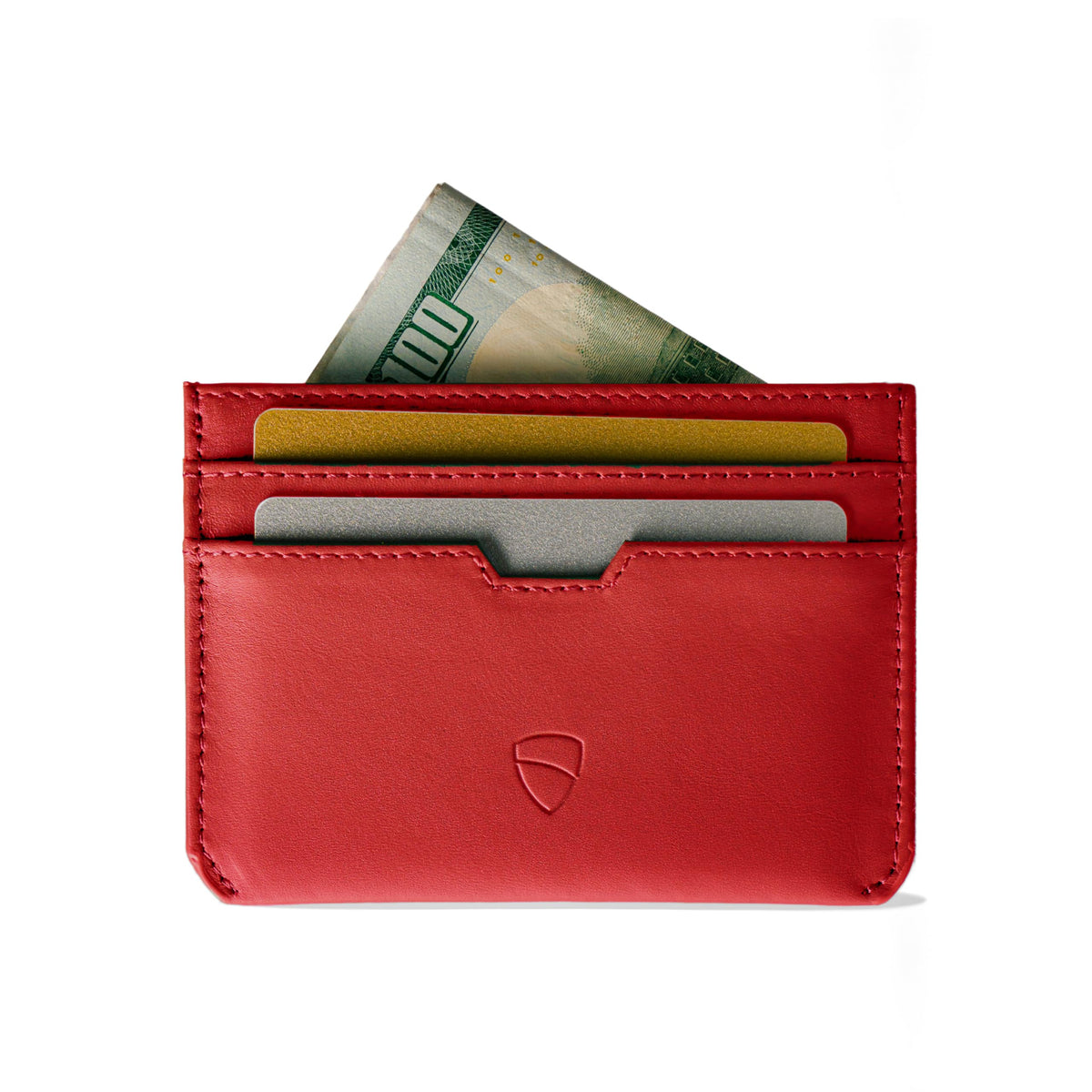 Vaultskin MOORGATE Slim Card Holder - Minimalist Leather Wallet, RFID Blocking Sleeve, Fits Front Pocket, for Men and Women (Crimson Red)