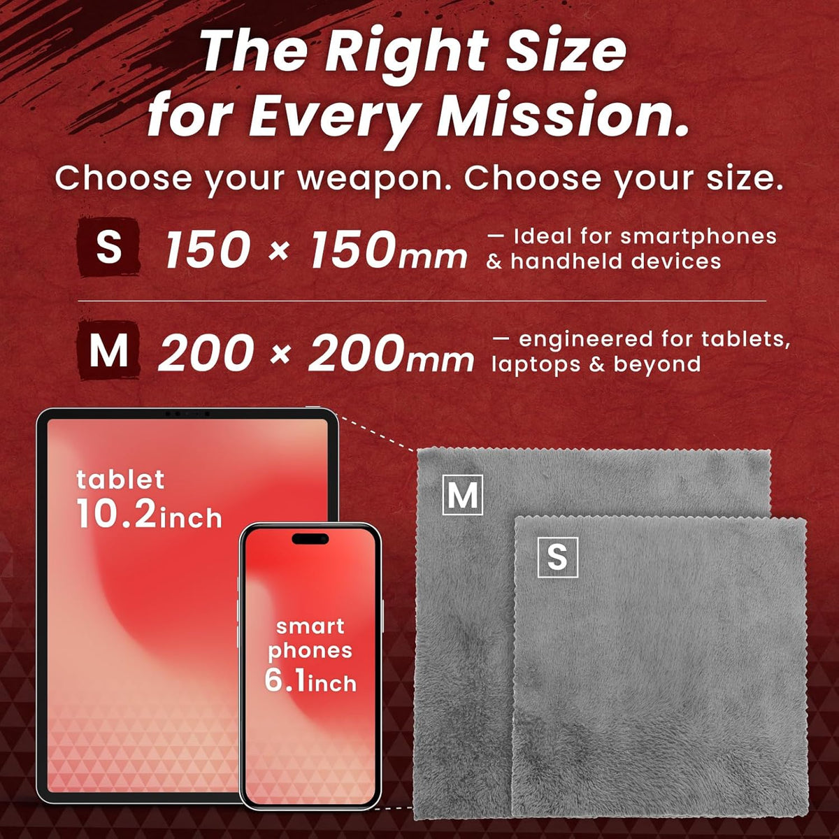 BELLEMOND「Samurai Cloth」Japanese Microfiber Cleaning Cloth | Washable, Reusable, Lint Free Cloth for Phones, Laptops, Lenses, Screens & Electronics | Made in Japan | Small
