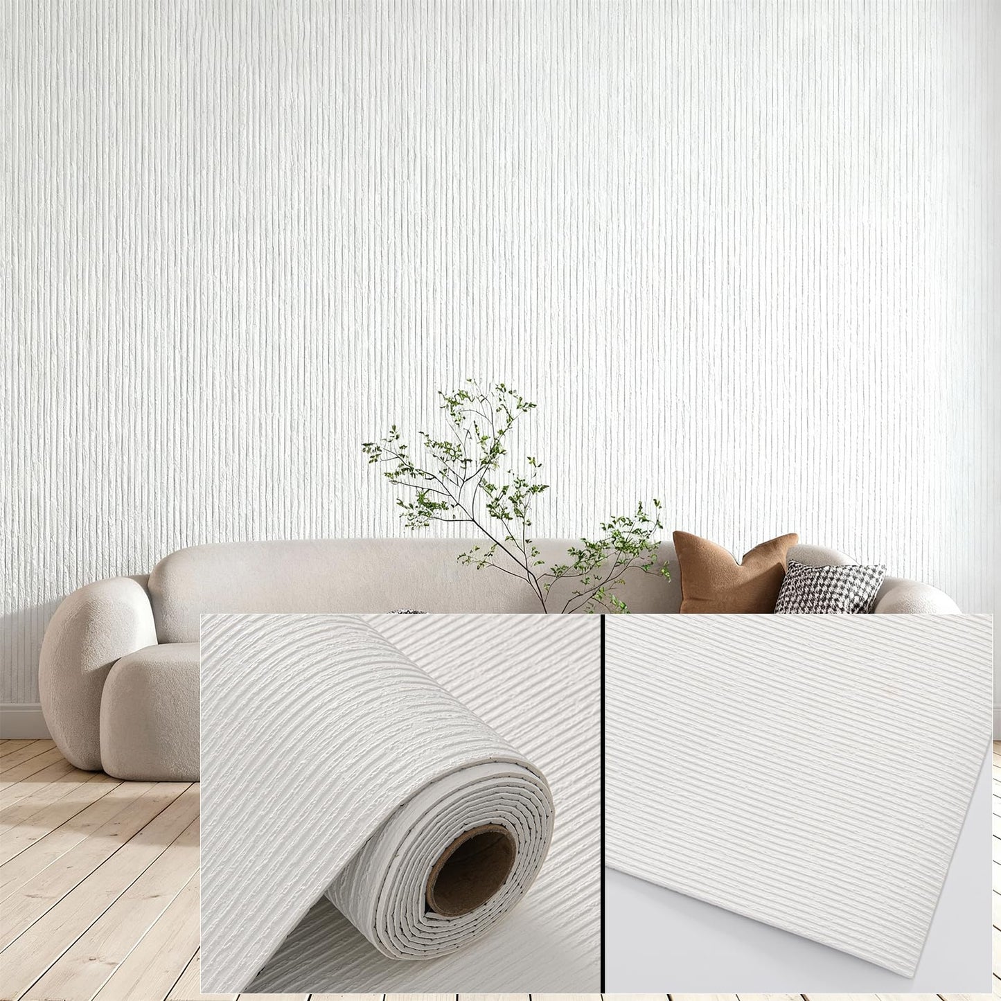 3D Wall Panels Peel and Stick – 2pc X 23.82"x110" PVC Faux Travertine Texture, Self Adhesive Waterproof Wall Covering, DIY Accent Wall, Sofa Background Backsplash & Modern Home Decor, Covers 36 sq.ft