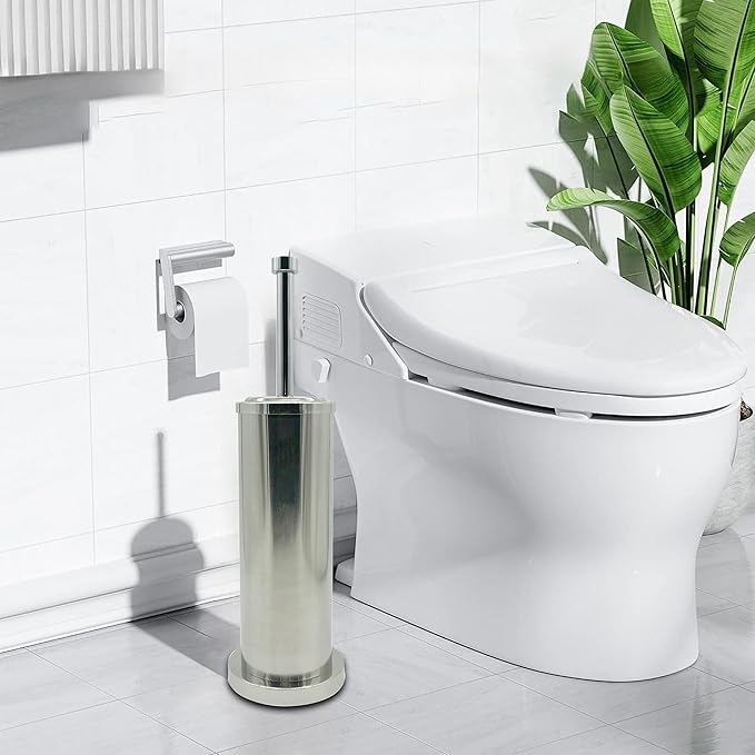 Brushed Nickel Toilet Bowl Brush with Holder, Durable Bathroom Cleaning Tool, Modern Design for Easy Toilet Maintenance, Bathroom Cleaner Brush for Efficient Cleaning and Hygiene