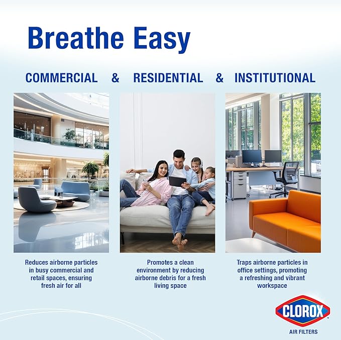 Clorox 16x20x1 Air Filter, MERV 13 Pleated HVAC AC Furnace Air Filters, MPR 1500 & FPR 10 – Pack of 4