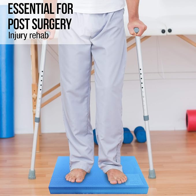 pete's choice XL or L Foam Balance Pad - Free Stretching Strap & Booklet | Extra Large Balance Pads - Physical Therapy, Ankle & Knee Rehab